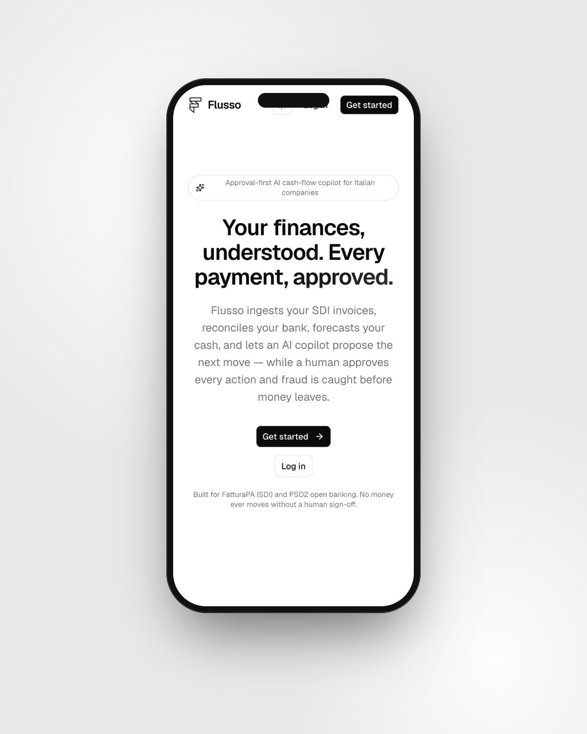 Flusso — Le finanze, finalmente chiare. Ogni pagamento, approvato.
