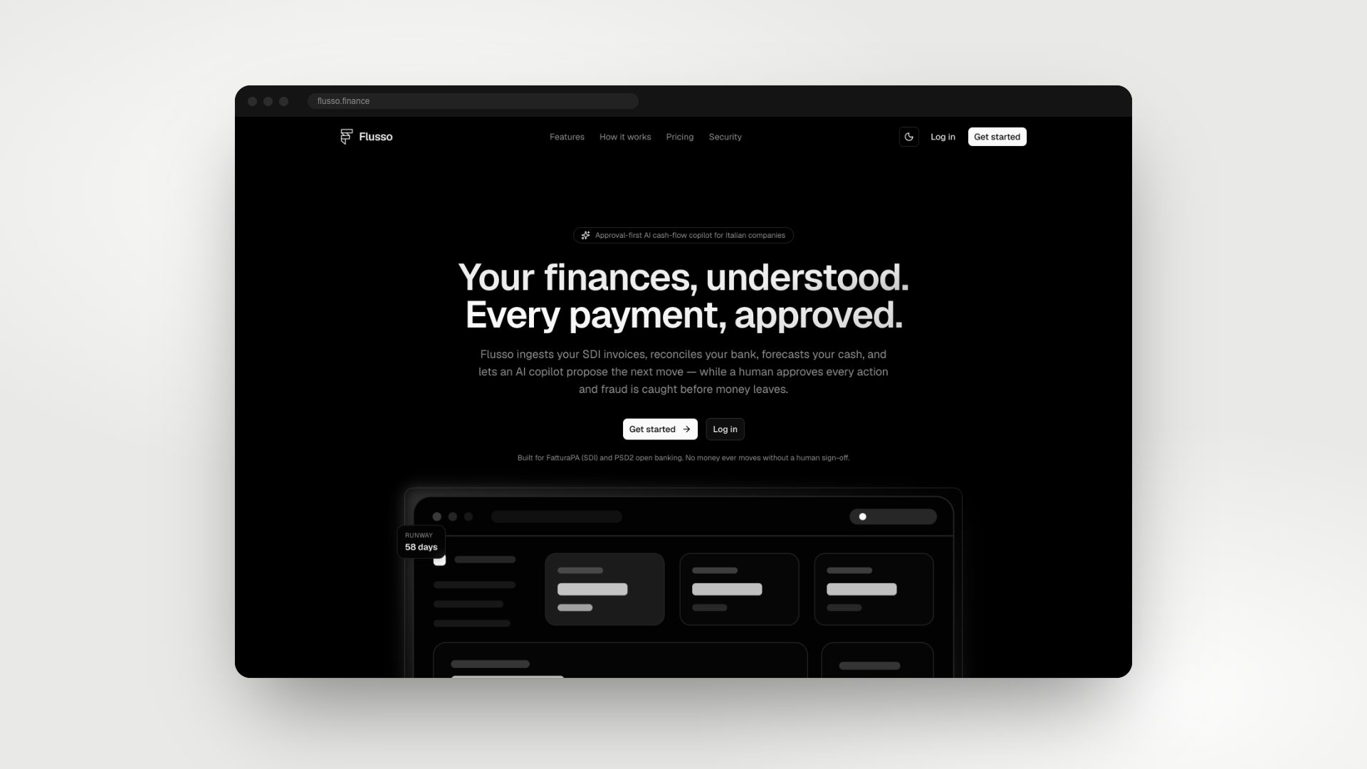 Flusso — Le finanze, finalmente chiare. Ogni pagamento, approvato.