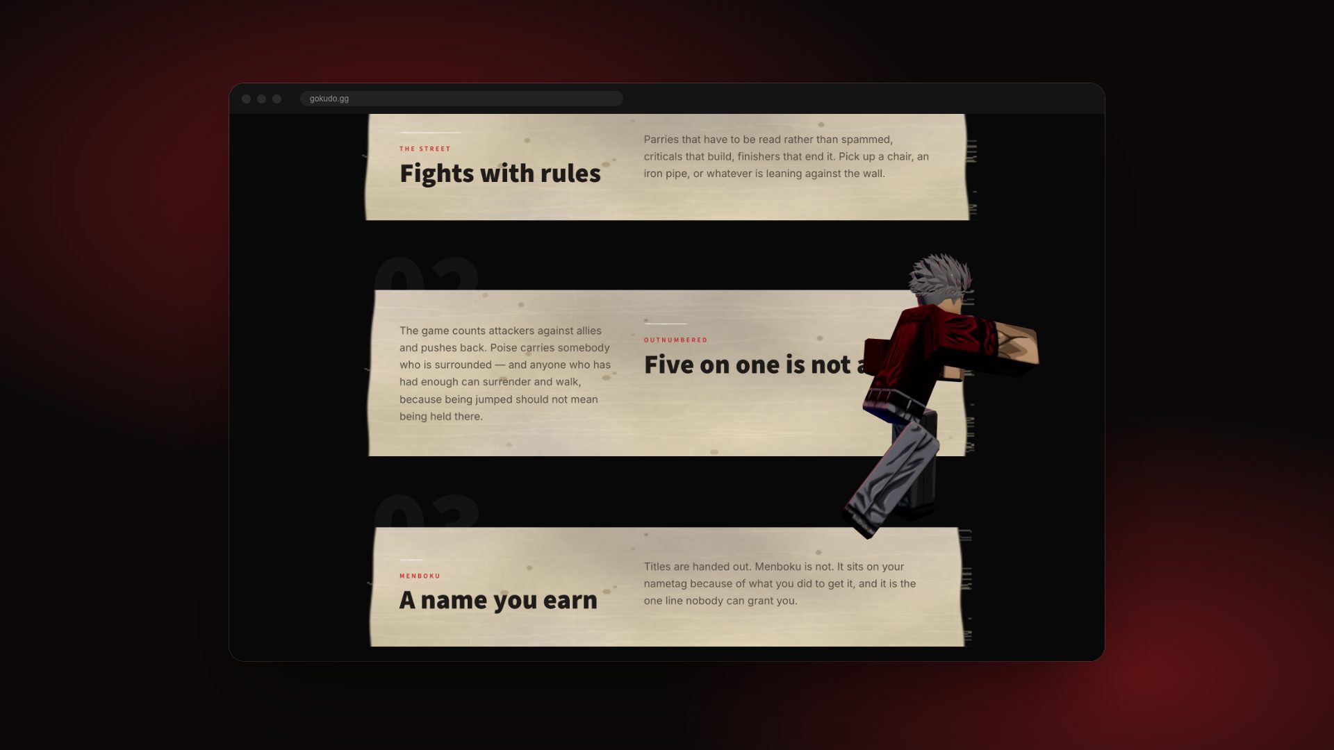 Gokudo — La vita della strada, su Roblox. Un nome da guadagnare, una città che ricorda.