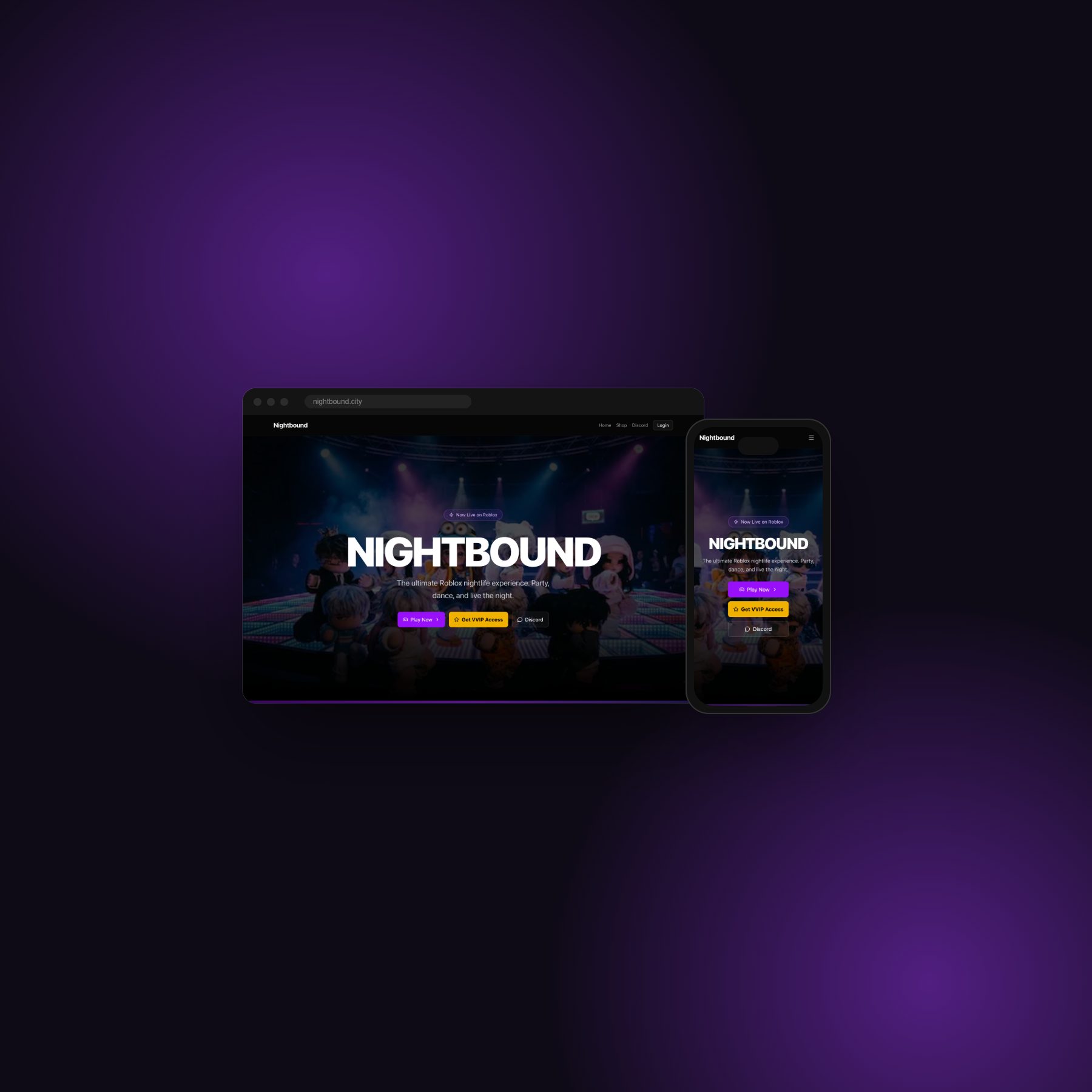 Nightbound — Das ultimative Roblox-Nachtleben: feiern, tanzen, die Nacht leben.